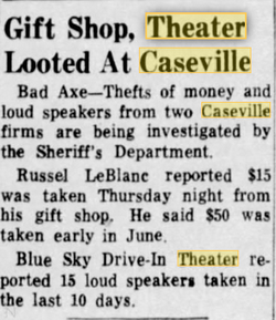 Blue Sky Drive-In Theatre - 1956 Article On Theft Of Speakers A Common Problem (newer photo)